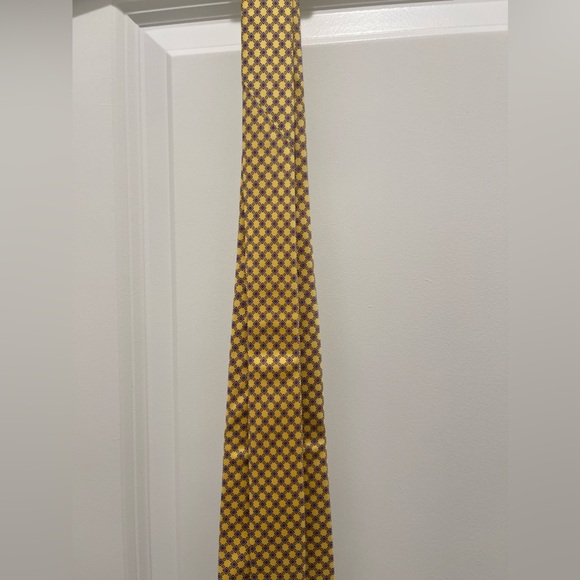 Dunhill Silk Tie Made in Italy Geometric Diamond Pattern Gold Yellow Blue Red - Picture 12 of 14